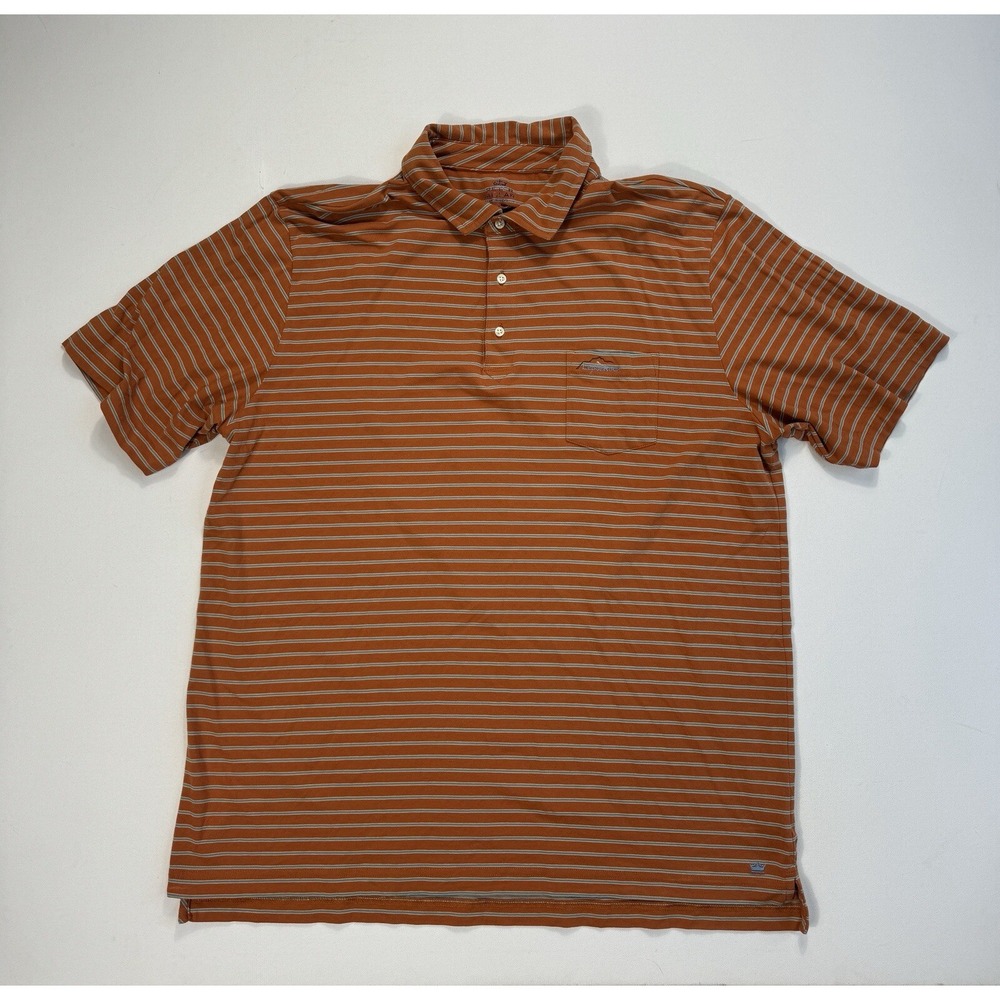 Peter Millar Mountainside Collection Polo Mens XL Orange Blue Ledge Rock Striped